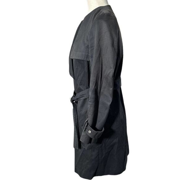Sandro Paris Malena 100% cotton 3/4 length Black trench coat size 4 EU 36 - Picture 7 of 12
